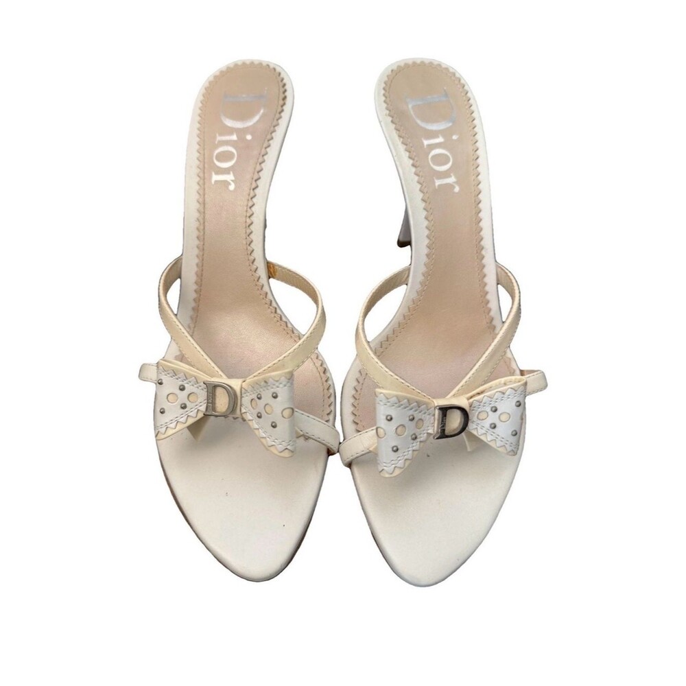 Dior White & Cream Bow EU 39.5 Galliano Era Stiletto Shoes Bridal Wedding Heels